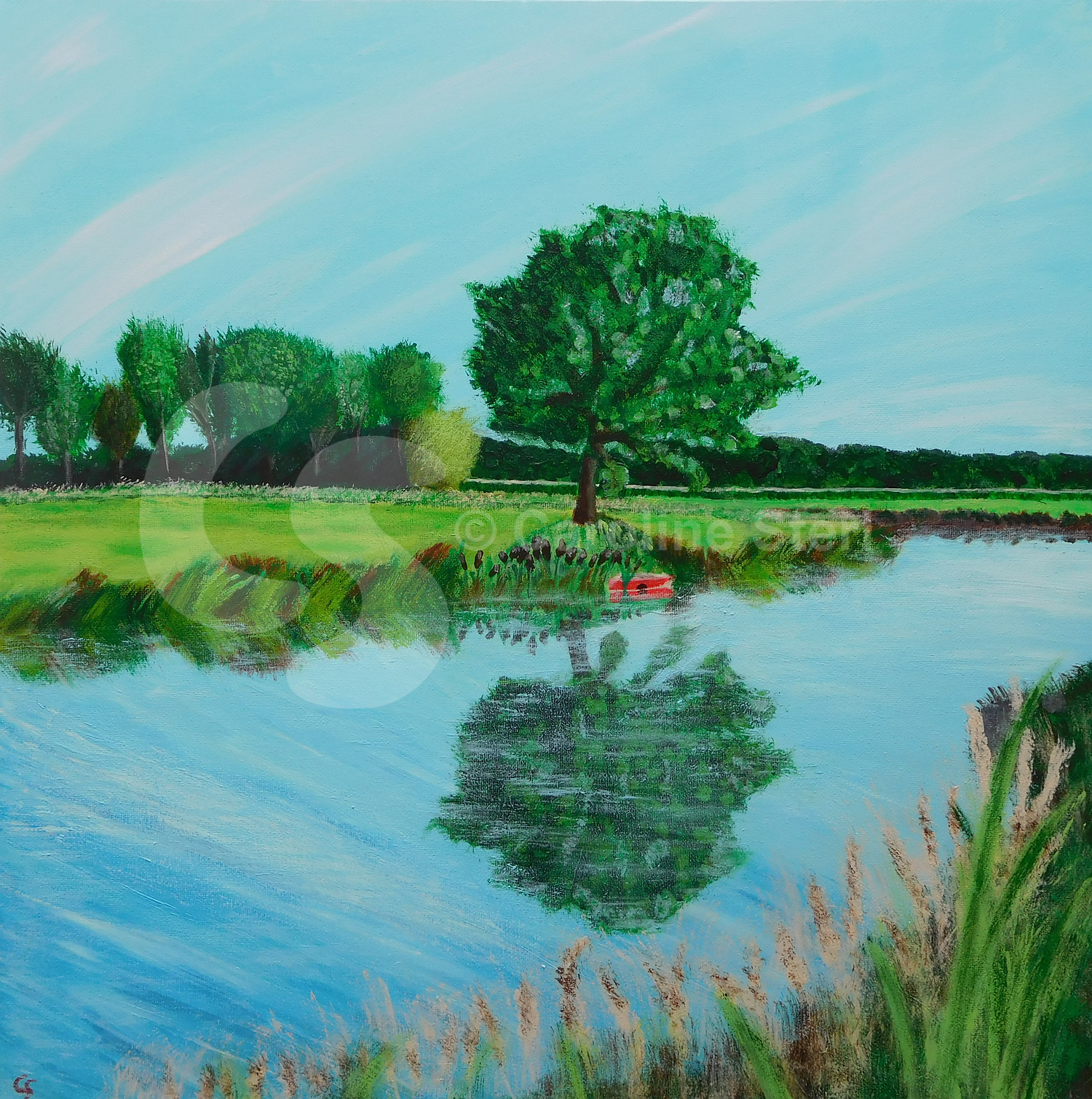 Painting: A Red Boat